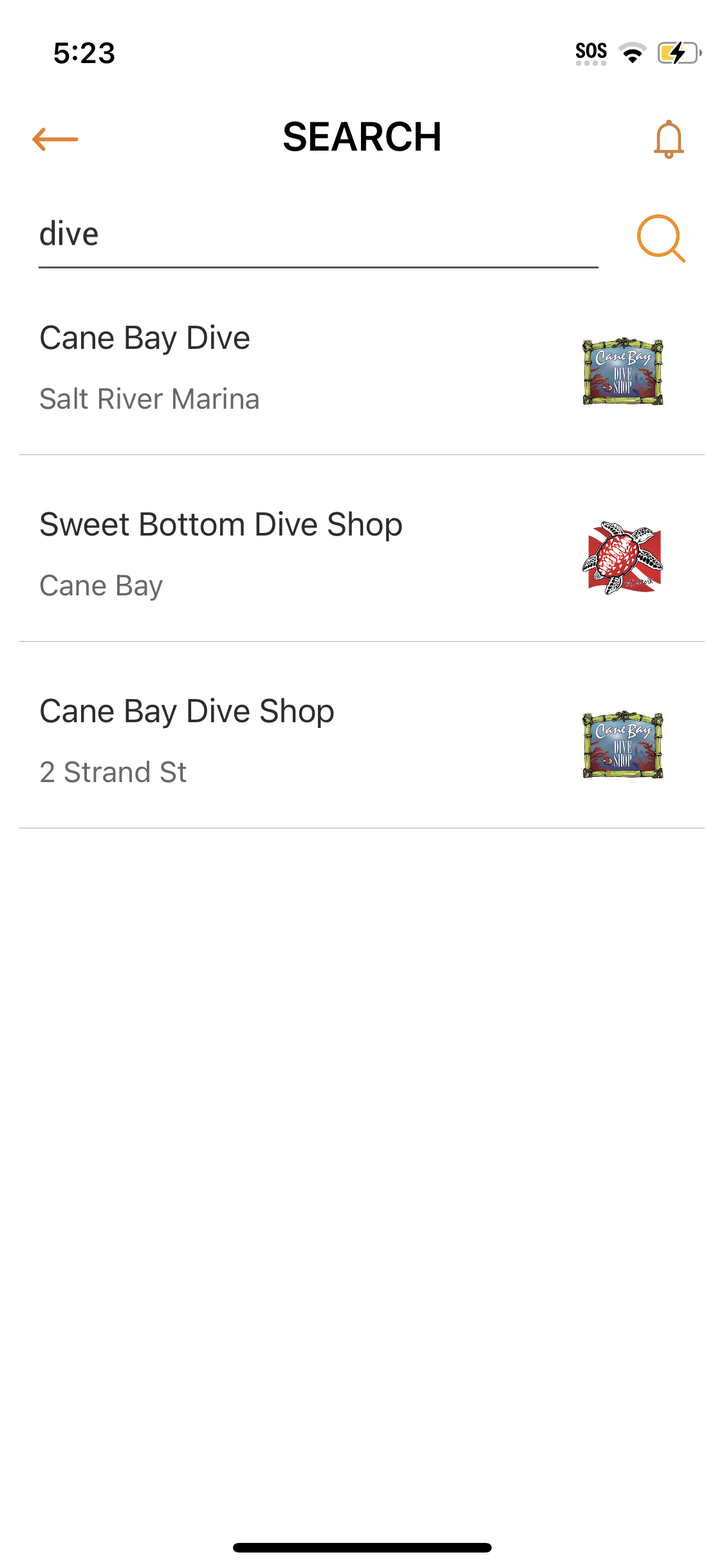 Screenshot of the St. Croix Explorer mobile app showing the island map and listings