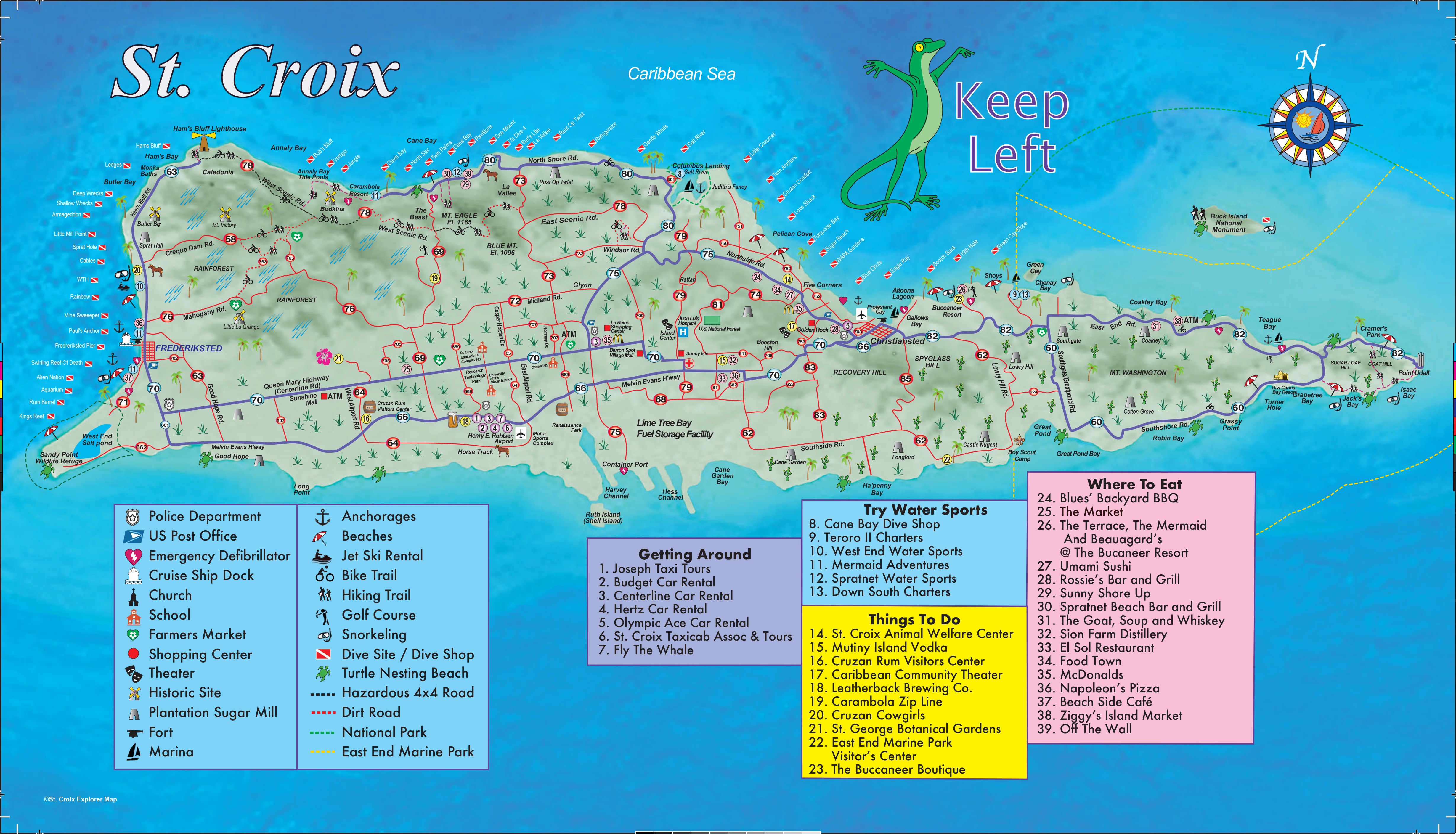 2026 St. Croix Explorer map of the island of St. Croix